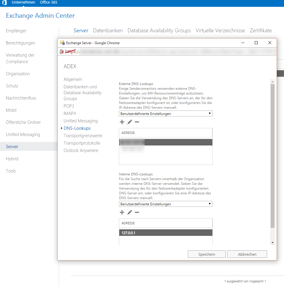 exchange dns lookups