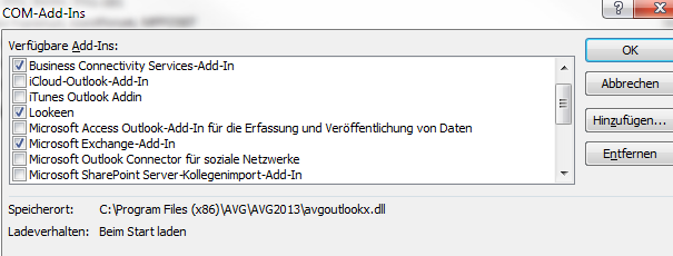 Outlook Add-Ins Gehe zu